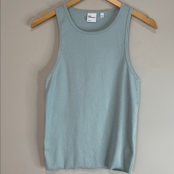 Aritzia TNA HomeStretch Rib Crew Tank Top Sage Green Racerback Crewneck L - Picture 10 of 10